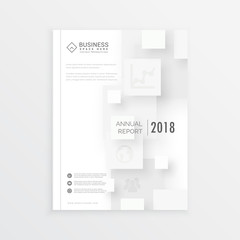 minimal brochure design, annual report cover with white 3d squar