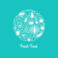 Fresh food vector set