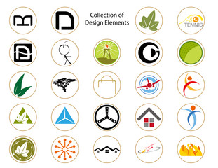 Collection of design elements for logo and illustration design