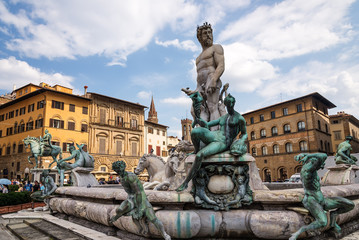 Fototapeta na wymiar Neptunbrunnen Florenz Piazza della Signoria