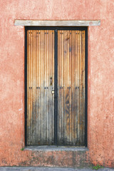 Front of an old mexican house - Colonial style door , Mexico