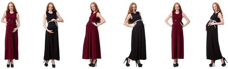 Pregnant woman in composite image isolated on white