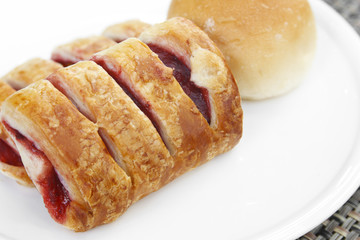 strawberry pie or strawberry crossover puff pastries in white di