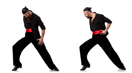 Spanish dancer in various poses on white