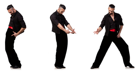 Spanish dancer in various poses on white