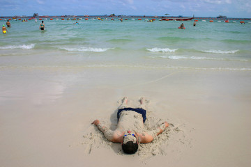 A man relax on beach