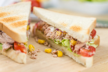 Fresh made Tuna Sandwiches (selective focus)