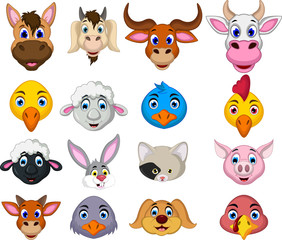 farm animal head cartoon collection