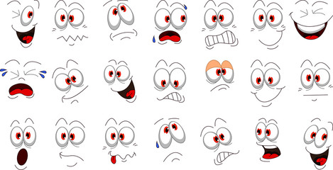 Naklejka premium Cartoon face emotions set for you design