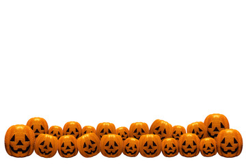 Glowing pumpkins over white background