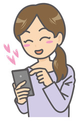 スマートフォンを操作する女性