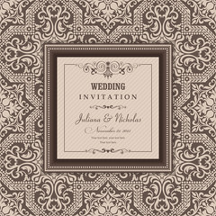 Wedding Invitation cards in an vintage-style brown.