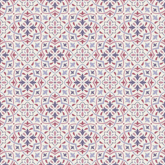 Seamless background of light pink and blue color in the style of Damascus