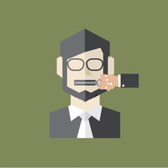 Flat Design Zipper Mouth Man Vector Illustration