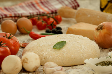 Ingredients for a vegetarian pizza