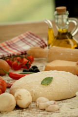 Ingredients for a vegetarian pizza