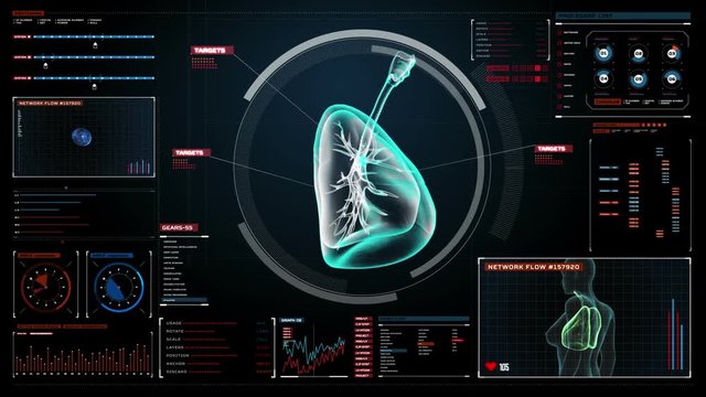 Rotating Human lungs, Pulmonary Diagnostics. X-ray image. medical technology.