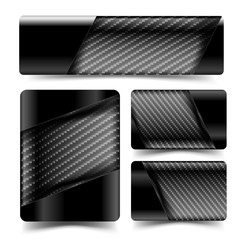 Collection of Carbon fiber web tag banner and decoration vector