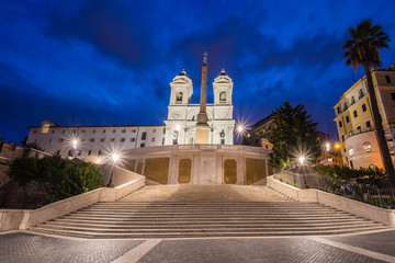 Fototapeta na wymiar Trinita dei Monti by night, Piazza di Spagna, Rome, Italy