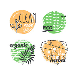 Graphical grunge labels for eco farm products