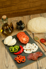 Ingredients for a vegan pizza