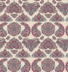 Vector seamless pattern with henna mehndi floral elements.