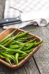 Green chili peppers.