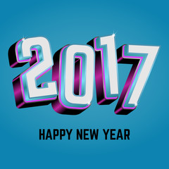 Happy New Year. 2017 New Year 3d numbers on a blue background. Vector illustration.
