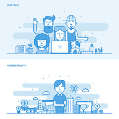 Flat line color concept- Our Team and Career Growth