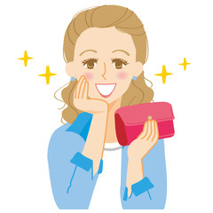 財布を持ってキラキラする女性