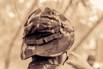 Pattern camouflage cap on Army Head