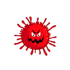 Cartoon virus character isolated vector illustration on white background. Cute fly germ virus infection vector character. Funny micro bacteria character. Microbe, Pathogen.