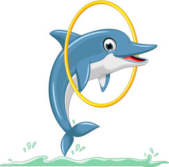 Cute dolphin cartoon jumping