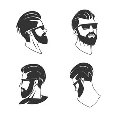 Man with beard hipster barbershop vector emblem