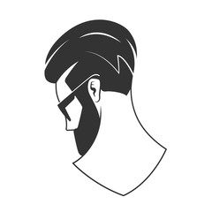 Man with beard hipster barbershop vector emblem