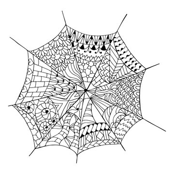 Hand drawn spider web
