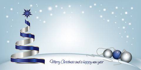 Weihnachtsbaum mit Weihnachtskugeln in Blau 