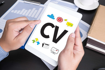 CV - Curriculum Vitae  (Job interview concept with business CV r