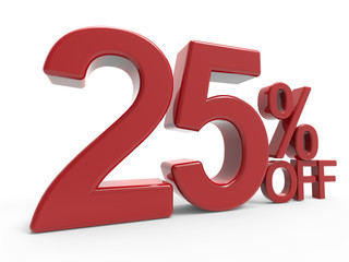 3d rendering of a 25% off symbol