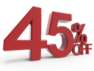 3d rendering of a 45% off symbol