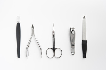 manicure tools set nail care top view