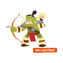 Orc archer aiming a longbow.