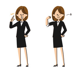 スーツの女性　ポーズ