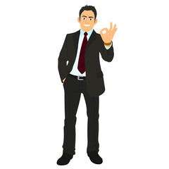 Smiling businessman showing a sign that everything is OK.