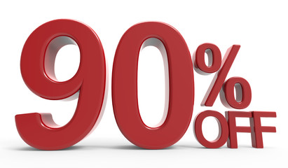 3d rendering of a 90% off symbol