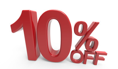 3d rendering of a 10% off symbol