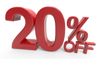 3d rendering of a 20% off symbol