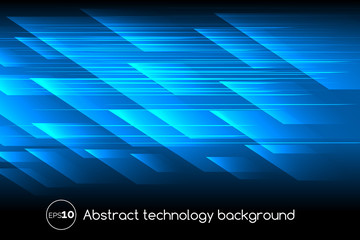 Fototapeta premium Abstract vector technology background. Tech motion lines parallel blue concept