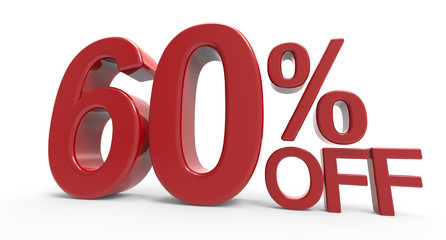 3d rendering of a 60% off symbol