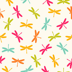 Fototapeta na wymiar Seamless pattern - pastel dragonflies